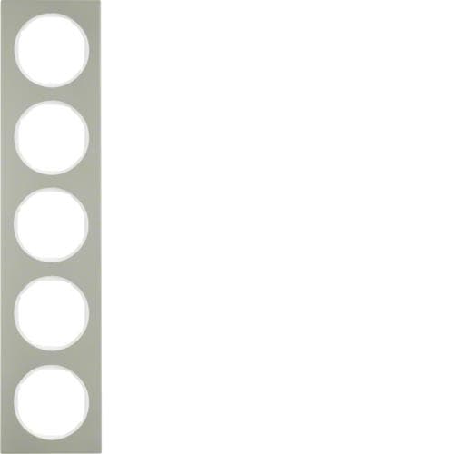 Plaque de recouvrement 5 postes Berker R.3 Inox / Blanc polaire
