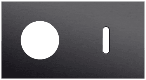 Plaque de recouvrement double, horizontale 71 mm d'entraxe, pour une fonction de prise de courant et une fonction de commutation simple, Niko Rocker alu black brushed
