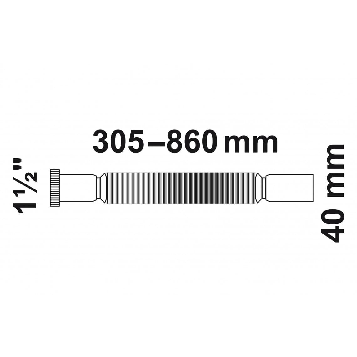 98836848 KS Tube de raccordement Flex, blanc, 1 1/2" F x 40 mm, 305-860 mm