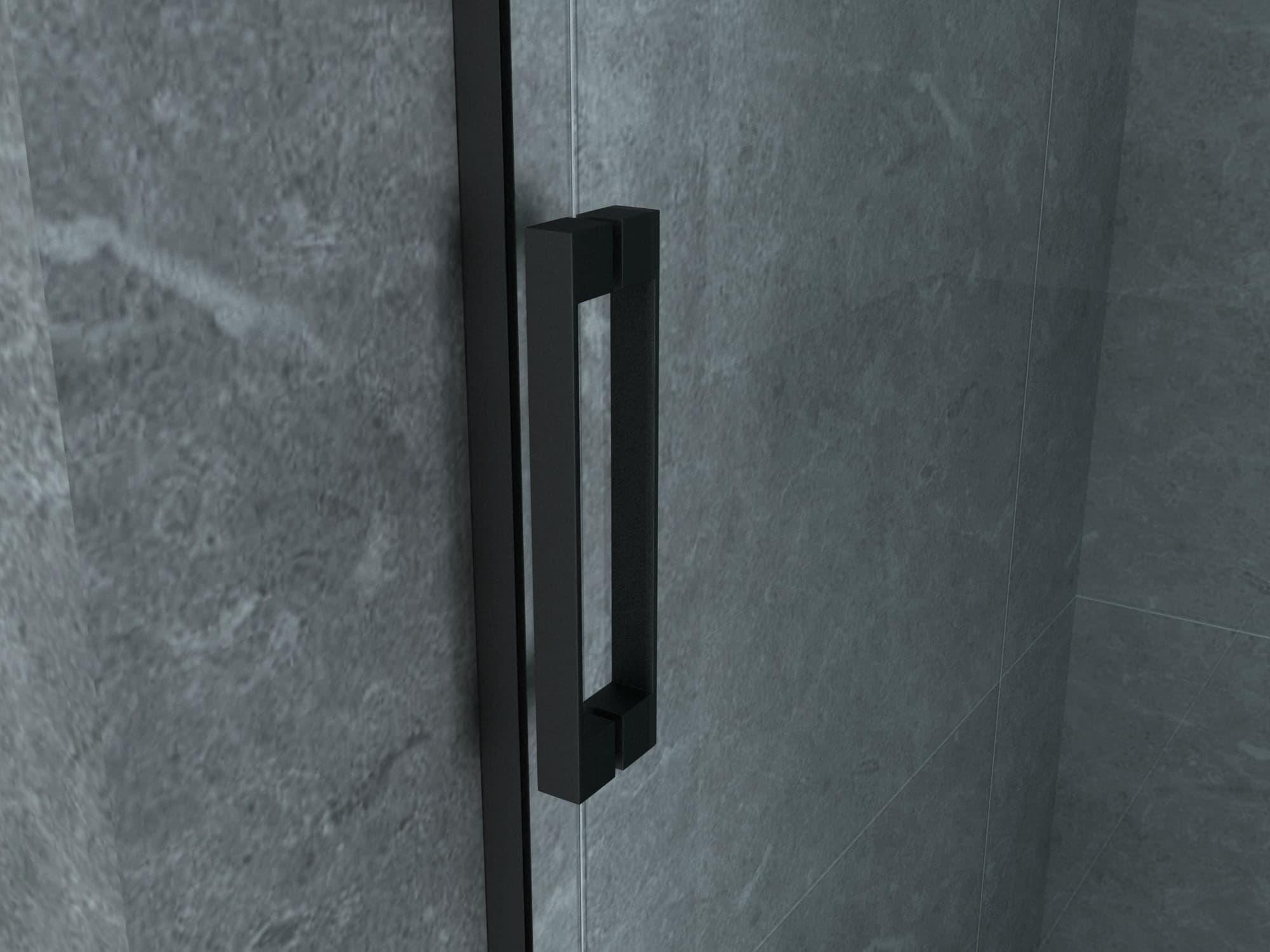 ALONI cabine de douche - porte coulissante et paroi latérale - 900 X 1600 X 1950 mm - Noir mat - verre clair