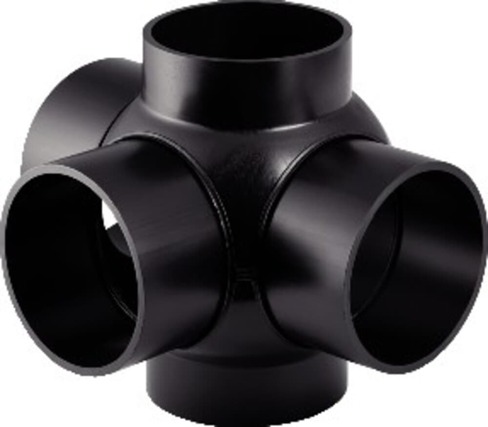 Geberit décharge en PE embranchement boule 88,5° 2 embr. à 90° D110 x 110
