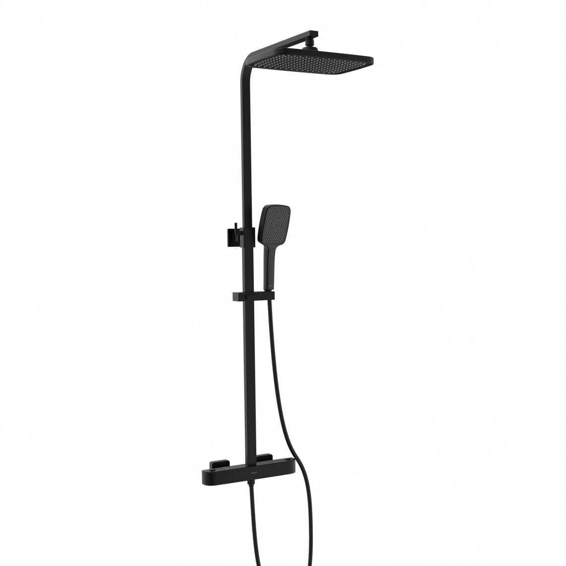 60179 GRAN CANARIA Set douche de pluie, noir mat, avec Mitigeur thermostatique