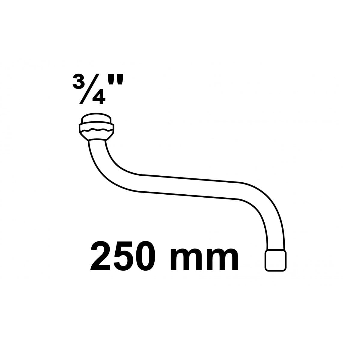 98951118 S-sortie de tuyau, 3/4" x 250 mm, avec aérateur, joint torique