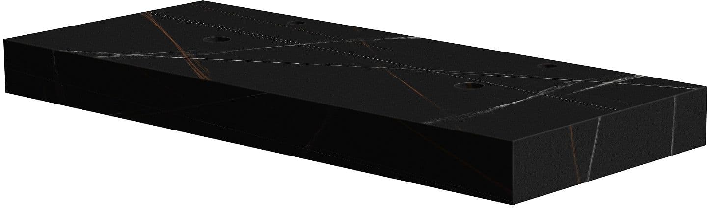 TABLET MARBRE CERAMIQUE PURO L120 H10 2VIDAGES/TROU ROBINETS BAMBOO BLACK