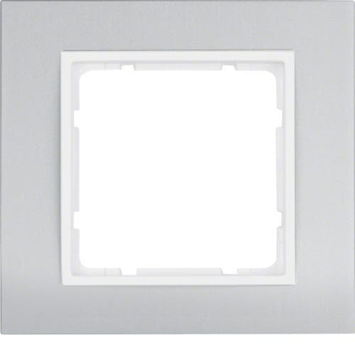 Plaque de recouvrement 1 poste Berker B.3 Alu, Alu / Blanc polaire