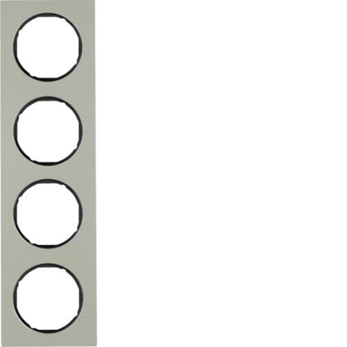 Plaque de recouvrement 4 postes Berker R.3 Inox, Noir