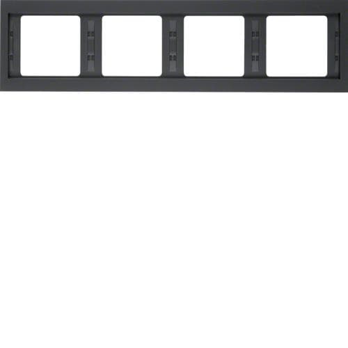 Plaque de recouvrement 4 postes pour montage horizontal Berker K.1 Anthracite, mat