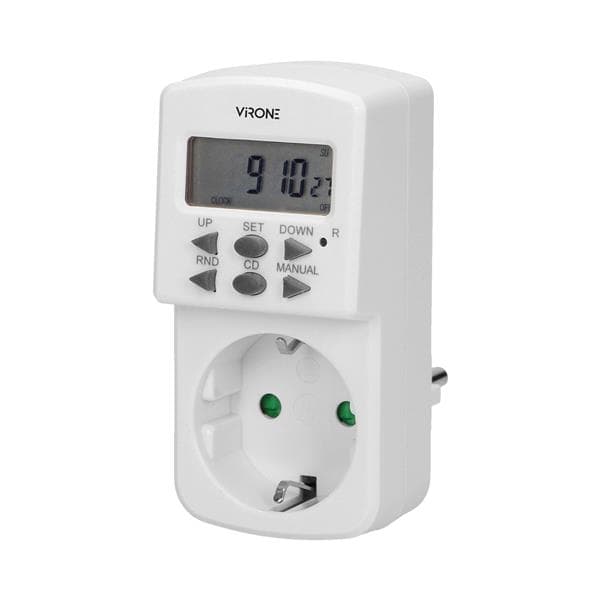 Minuterie mécanique mini, 1800W, 8A, 10 modes, Schuko 10Programmes permettent des réglages adaptés a