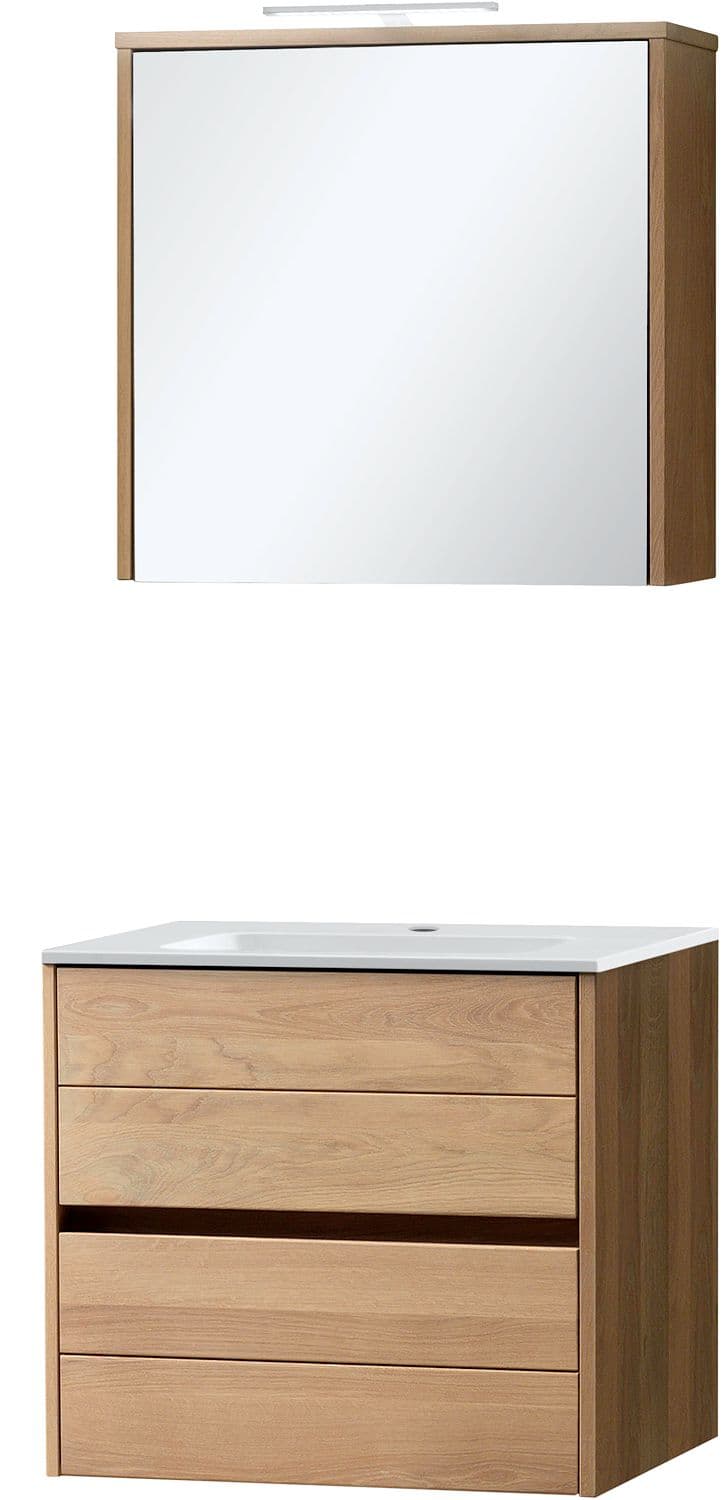MEUBLE COMBO CHENE MASSIF 70 MARBRE SYNTHETIQUE ARMOIRE TOILETTE