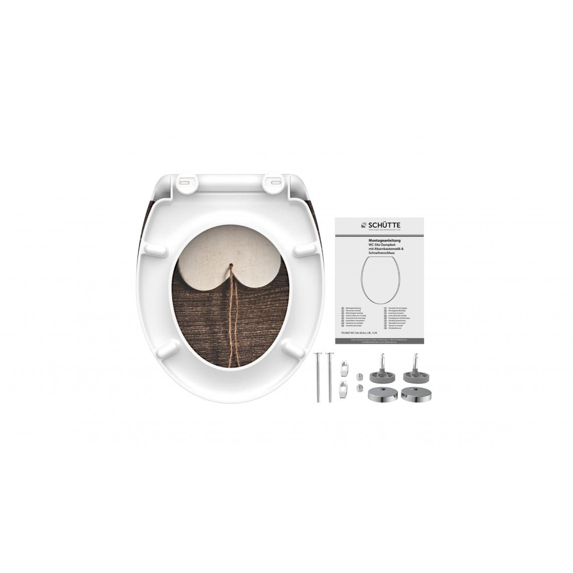 82377 Duroplast Toilet seat WOOD HEART, with soft close and quick release