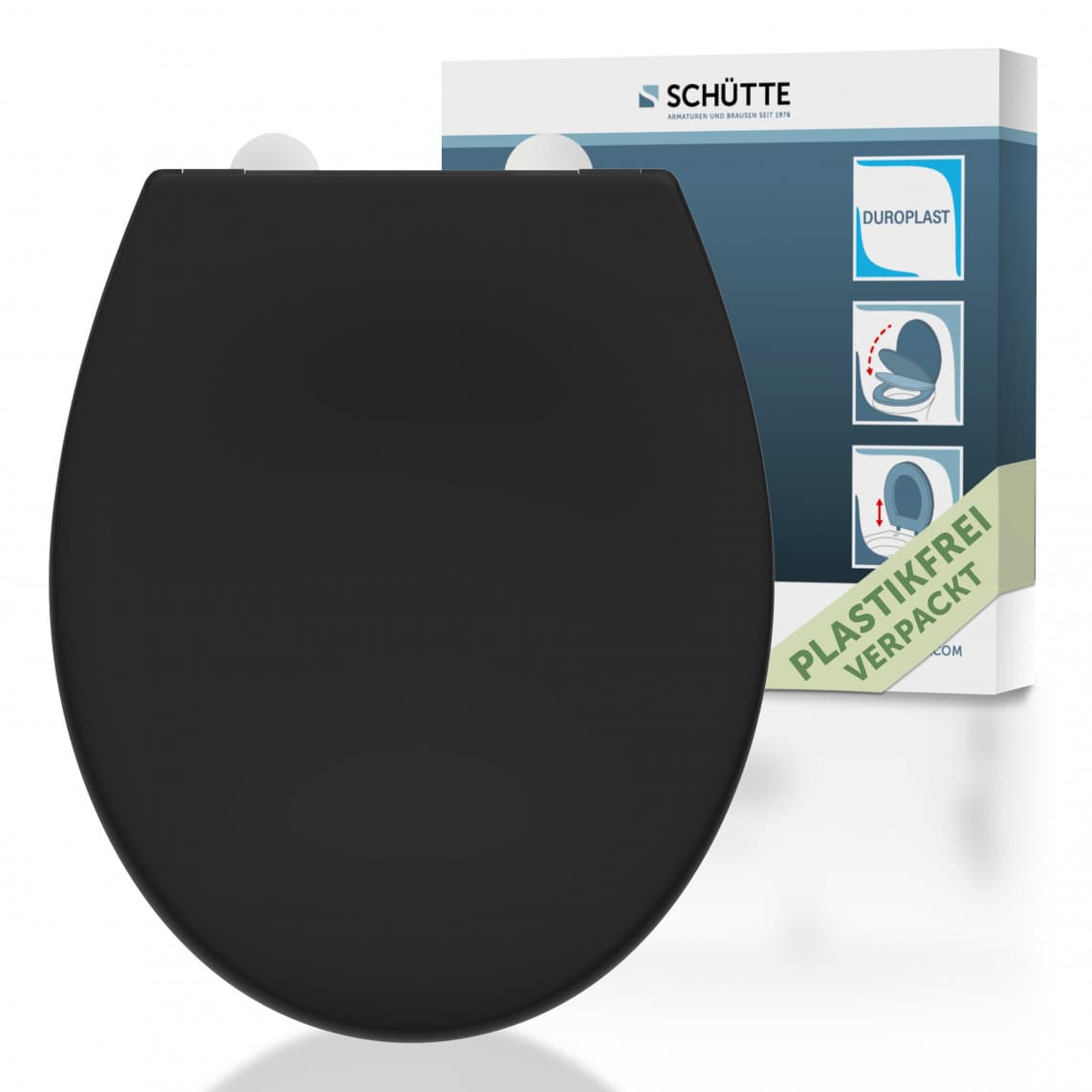82410 abattant WC en Duroplast noir, avec frein de chute et déclipsable
