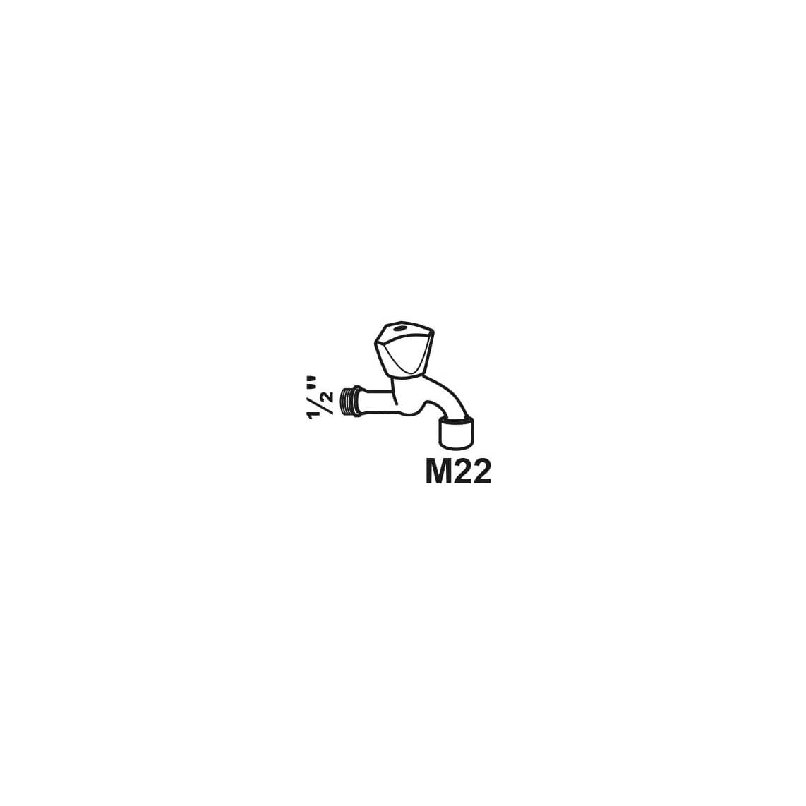 986031148 Outlet valve with dome handle, brass, chrome, 1/2" male x M22
