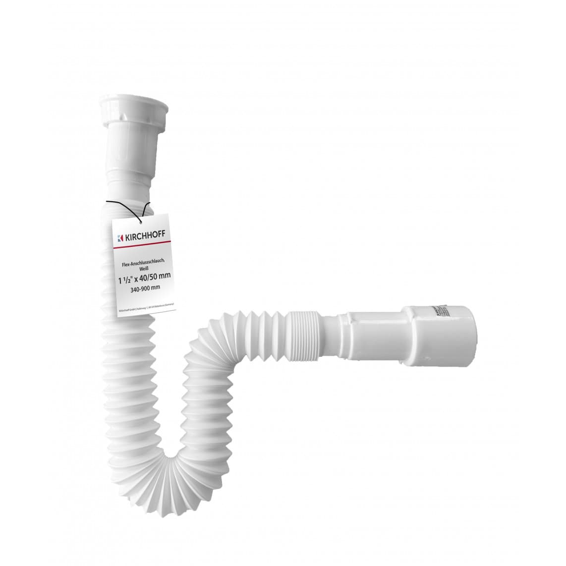 98836948 KS Tube de raccordement Flex, blanc, 1 1/2" F x 40/50 mm, 340-900 mm