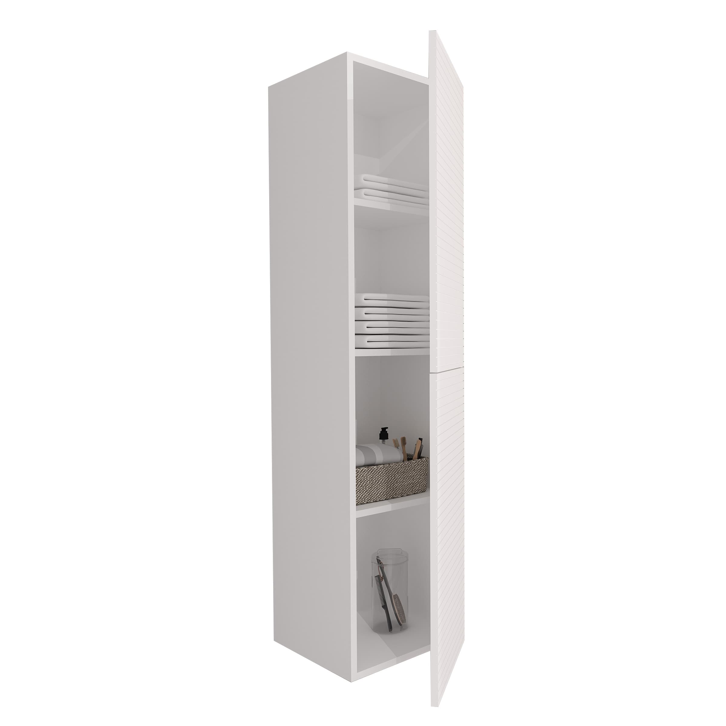 Elite Meuble Colonne avec relief horizontal (160CM) - blanc mat