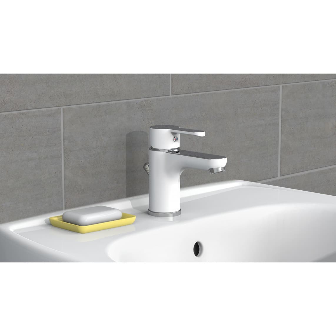 NI075DINWCR DIZIANI Wastafelkraan, wit/chroom