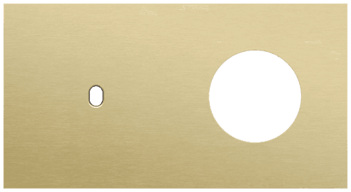Plaque de recouvrement double, horizontale 71 mm d'entraxe, pour une fonction de commutation simple et une fonction de prise de courant, Niko Toggle alu gold brushed