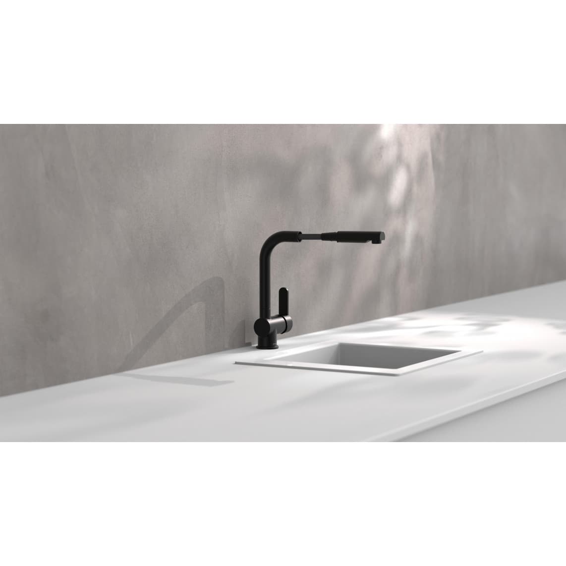 79760 LONDON Sink mixer, black matt, with pull-out spout