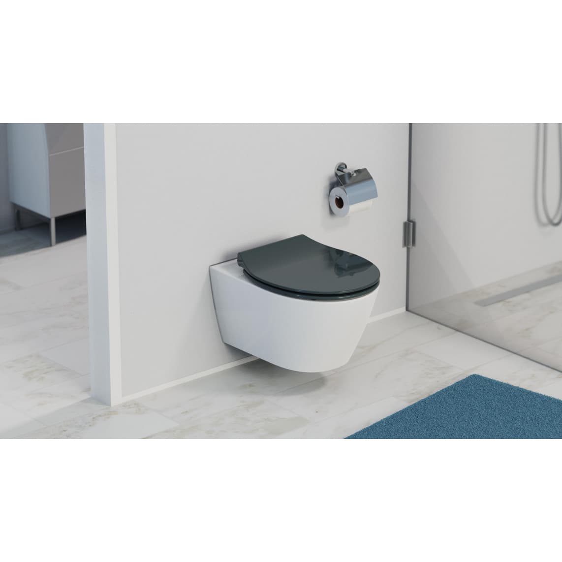 82704 Duroplast Toilet seat SLIM ANTHRAZIT, with soft close and quick release