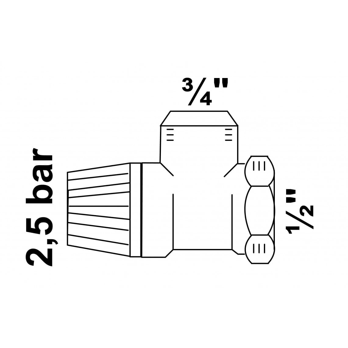 98420108 Safety valve, 3 bar, 1/2" female x 3/4" female