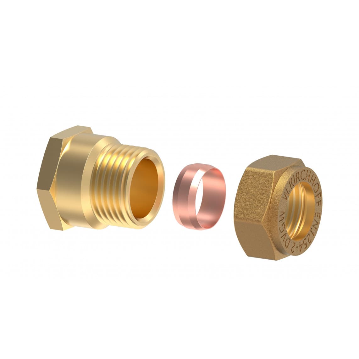 989456117 LT pièce intermédiaire, vierge, 12 mm x 3/8" F, raccord à serrer pour tube en cuivre,