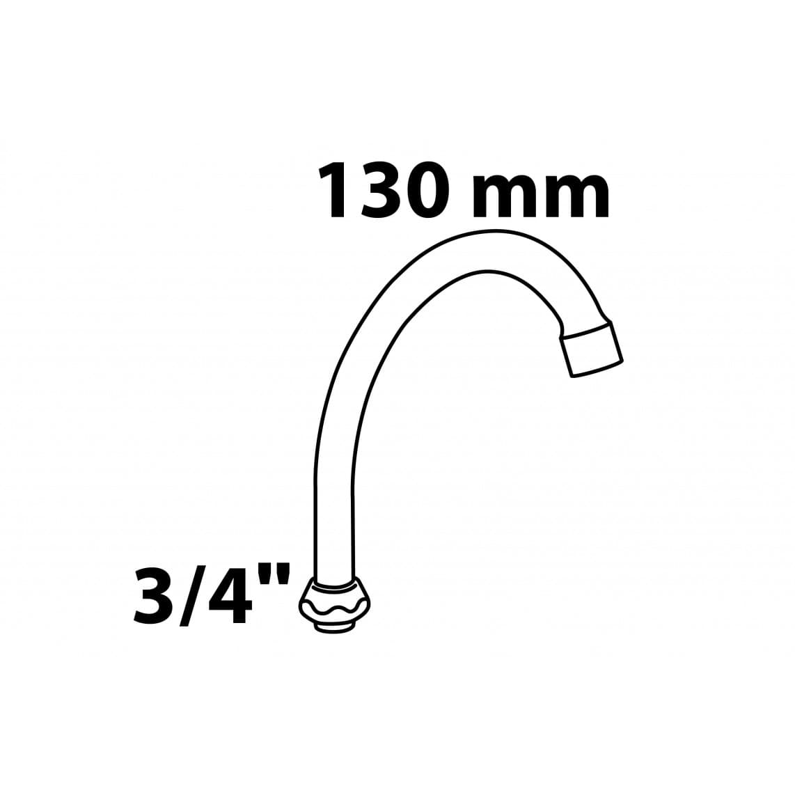 98953018 HU-sortie de tuyau, chromé, 3/4" x 130 mm