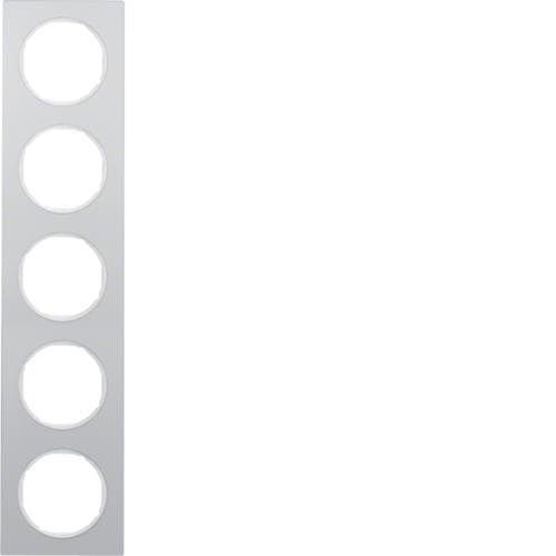 Plaque de recouvrement 5 postes Berker R.3 Alu / Blanc polaire