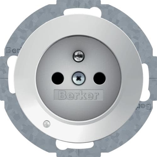 Prise de courant avec éclairage d'orientation Led Berker R.1 / R.3 Blanc polaire, brillant