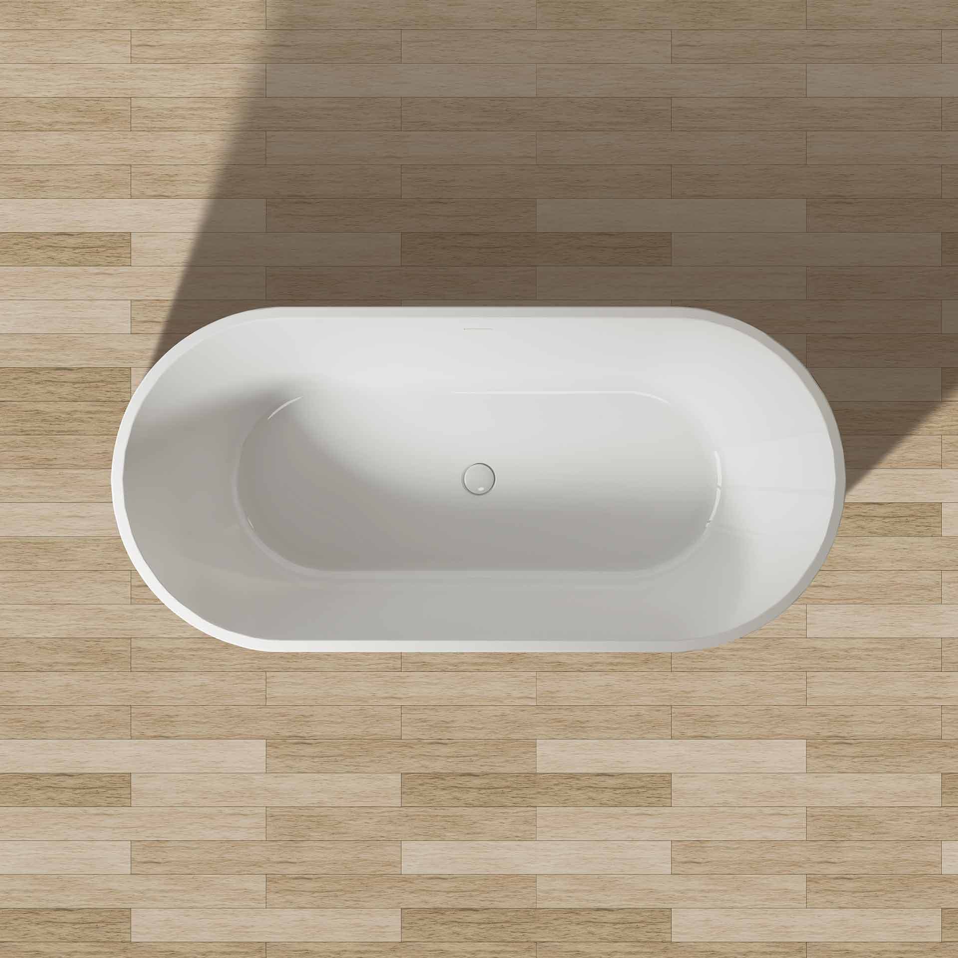 ALONI RONDO Freestanding Bathtub - With Waste Set And Click-Clack Waste - Acrylic - 180x80x58 cm - Glossy White
