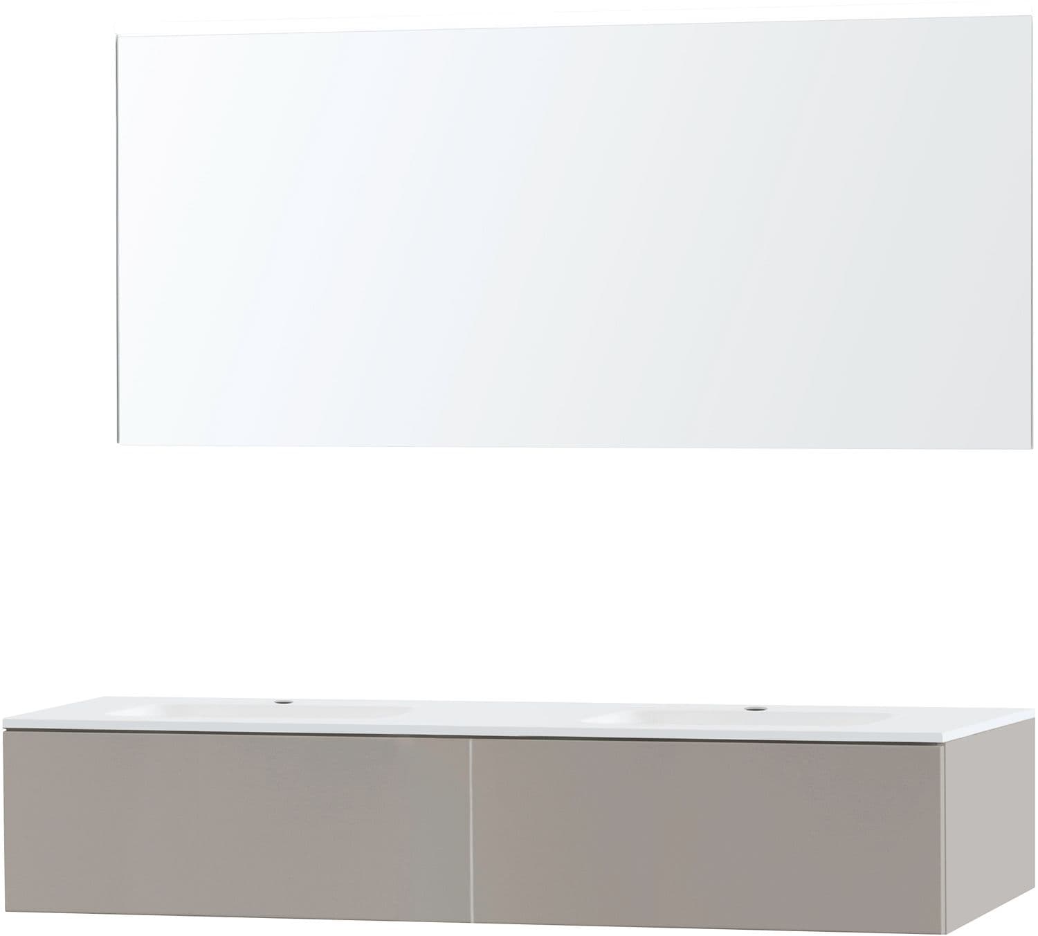 MEUBLE PURO DUO GRIS 160 1 TIROIR MARBRE SYNTHETIQUE MIROIR