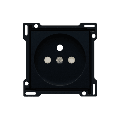 Set de finition pour prise de courant avec broche de terre et obturateurs de protection, profondeur d’encastrement de 28,5 mm, couleur black coated