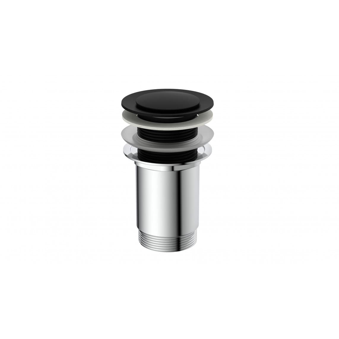 02224 Presse excentrique avec trop-plein, zinc moulé sous pression, avec écrou long, noir mat, par ex. pour 34016