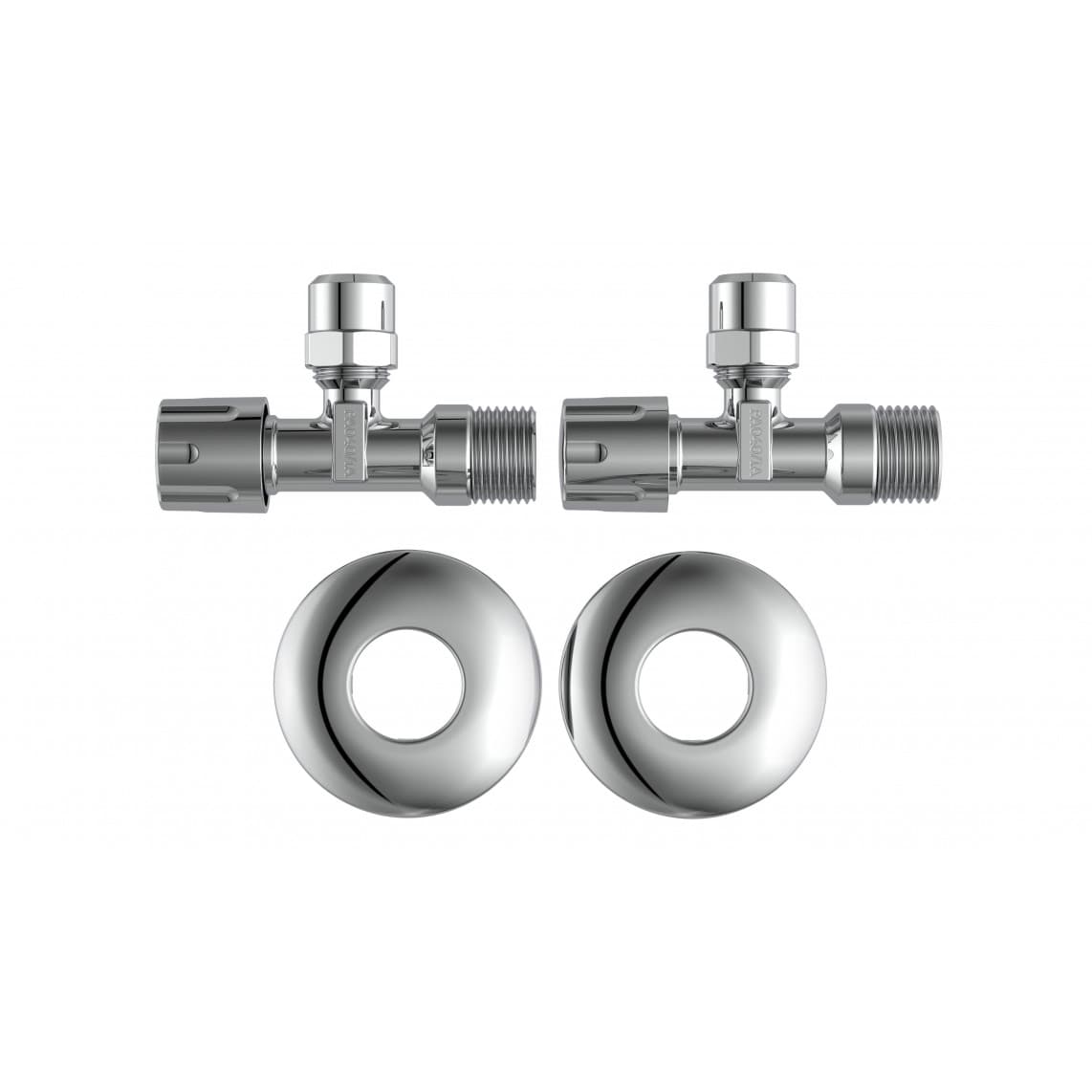 98625714 robinet d'équerre,chromé, 1/2" M x 3/8" M x 10 mmQ, avec Rosace de tiroir (2x)