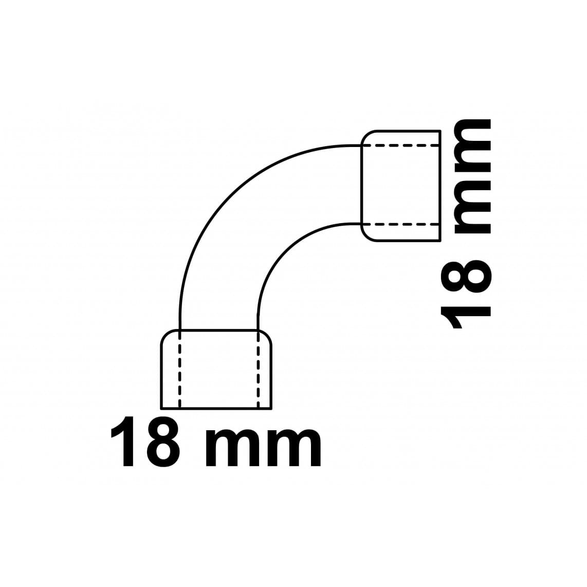 989014055 CU arc 90°, vierge, 18 mm, 2 manchons, (5002a)