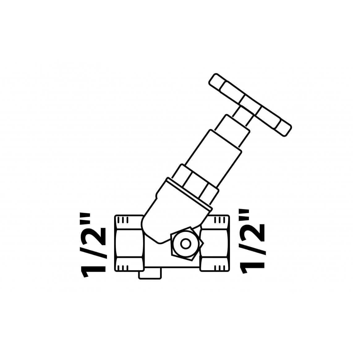 989191355 stopkraan schuin, 1/2"BI, met aftap