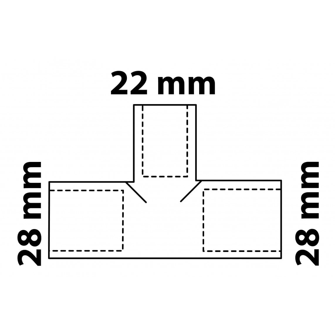 989275055 CU Té de réduction, vierge, 28 mm x 22 mm x 28 mm, 3 manchons (5130)