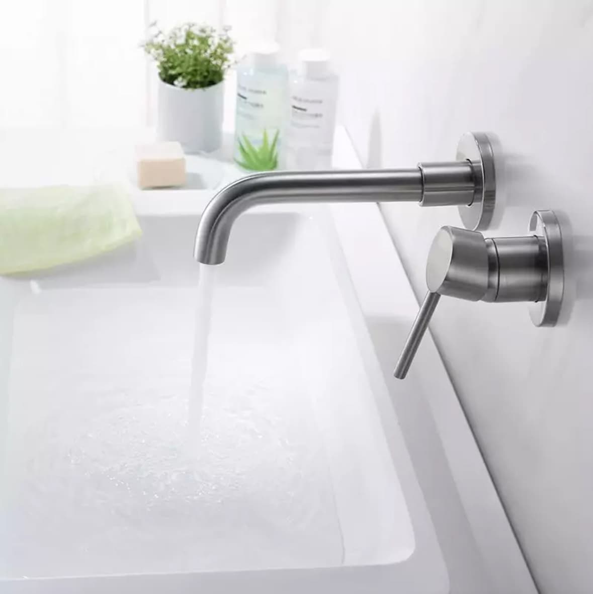 Aloni Mixer Tap Washbasin Wall - Grey Bronze