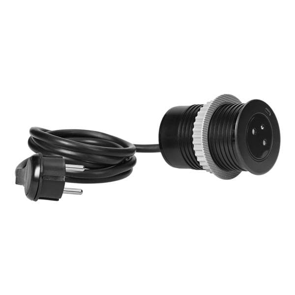 Prise de meuble encastrée 2 pôles + T avec système EasyEject, USB QC 3.0, câble 1.5m +adaptateur USB