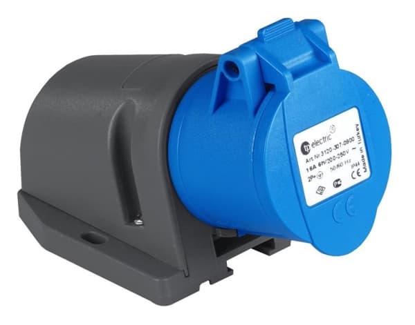 Prise CEE femelle murale 3 x 32A 220 - 240Vac Bleu IP44 avec raccords à visser