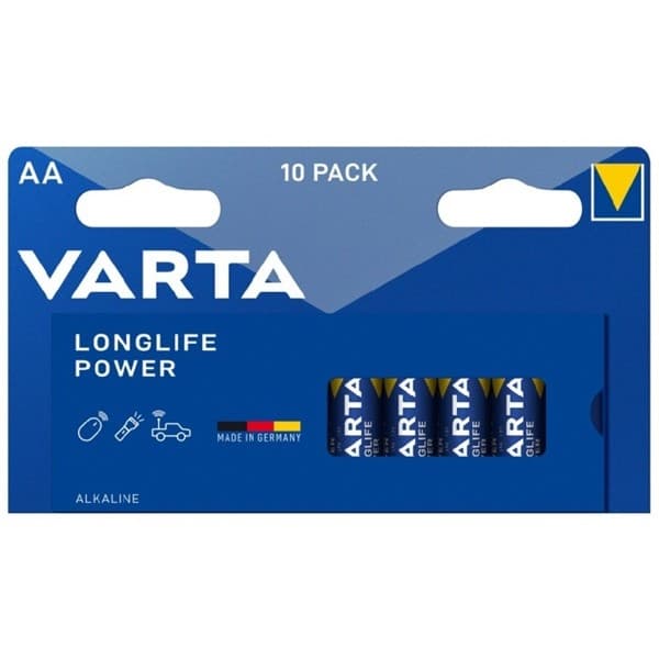 Blister de 10 piles alcaline Longlife Power Varta LR06 1.5V AA (high drain)