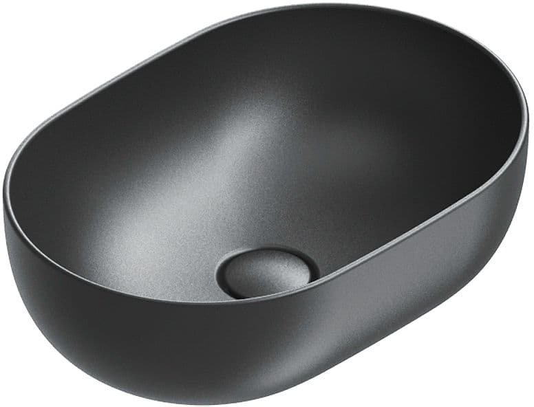 VASQUE A POSER SFERA CATALANO CATAGLAZE+ 50X35 H16 SANS TROP-PLEIN NOIR MAT