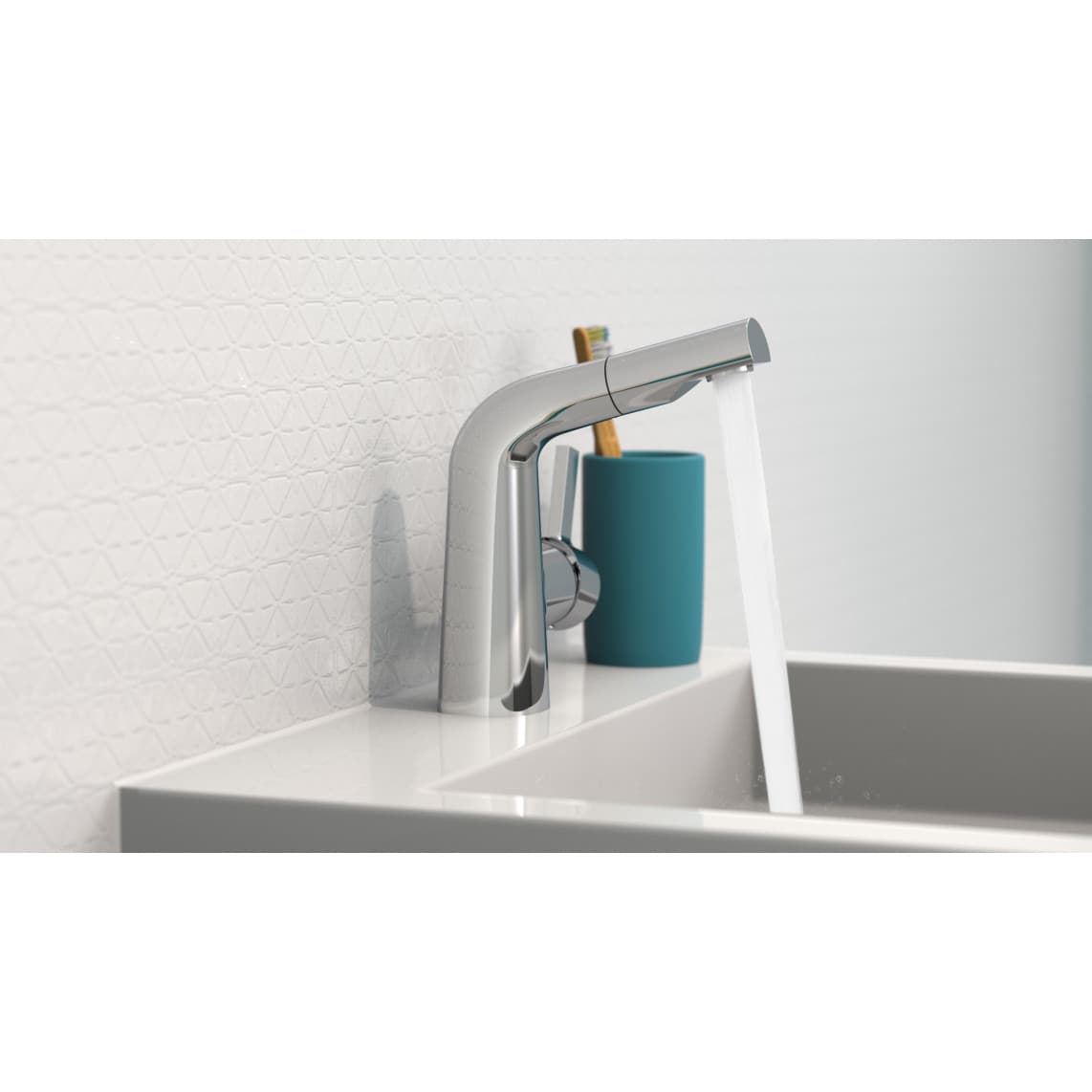 NI075COCR COOL Wastafelkraan, chroom, met uittrekbare haardouche