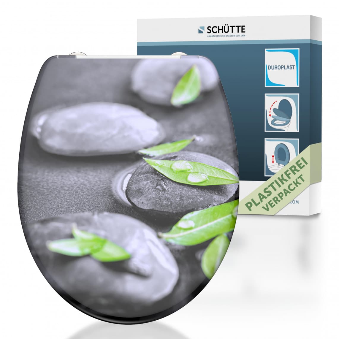 82374 abattant WC en Duroplast STONE, avec frein de chute et déclipsable