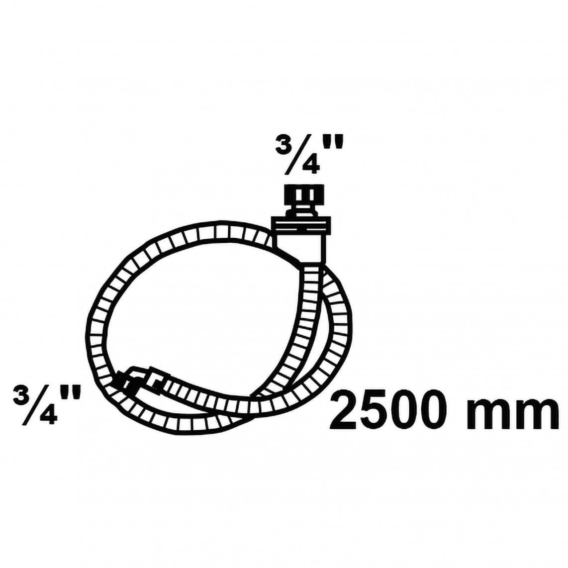 98657230 WAS tuyau d'entrée de sécurité, 3/4" F x 2,5 m x 3/4" F, 10bar/90°C