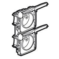 Plexo prise 2 x 2 pôles + T verticale auto 10 / 16A 250V composable Blanc