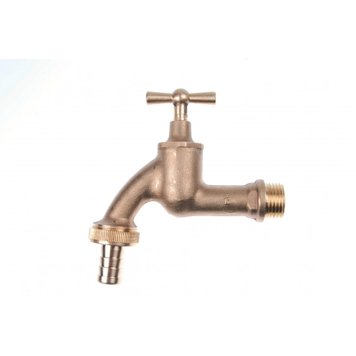 986180255 LT robinet de service Poignée à garrot, vierge matt, 1/2" M x 3/4" M x 1/2"T
