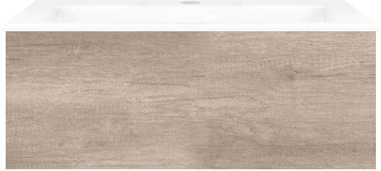 SOUS MEUBLE COFFEE 1 TIROIR 80 CHENE DECOR FLANELLE +LAVABO PORCELAINE BLANC