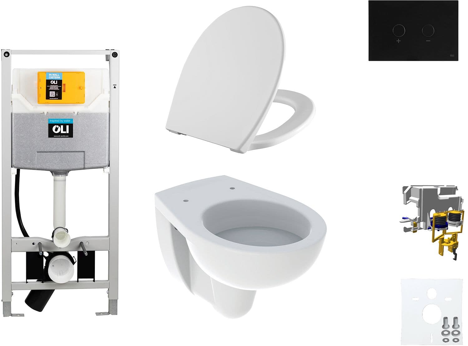 WALLFIX OLI WC SUSPENDU BASTIA D600 SOFTCLOSE + LIFT-OFF BLINK NOIR