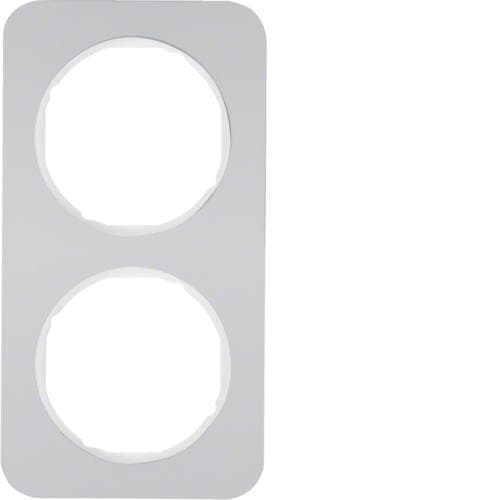 Plaque de recouvrement 2 postes Berker R.1 Alu / Blanc polaire