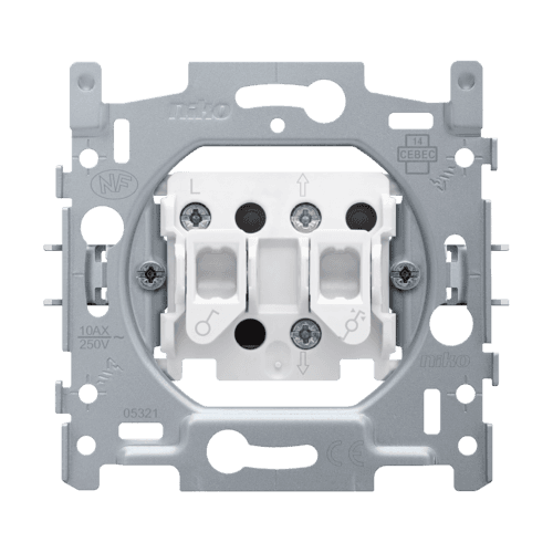 Socle pour interrupteur pour volets, verrouillage électrique, 10 A, bornes à vis