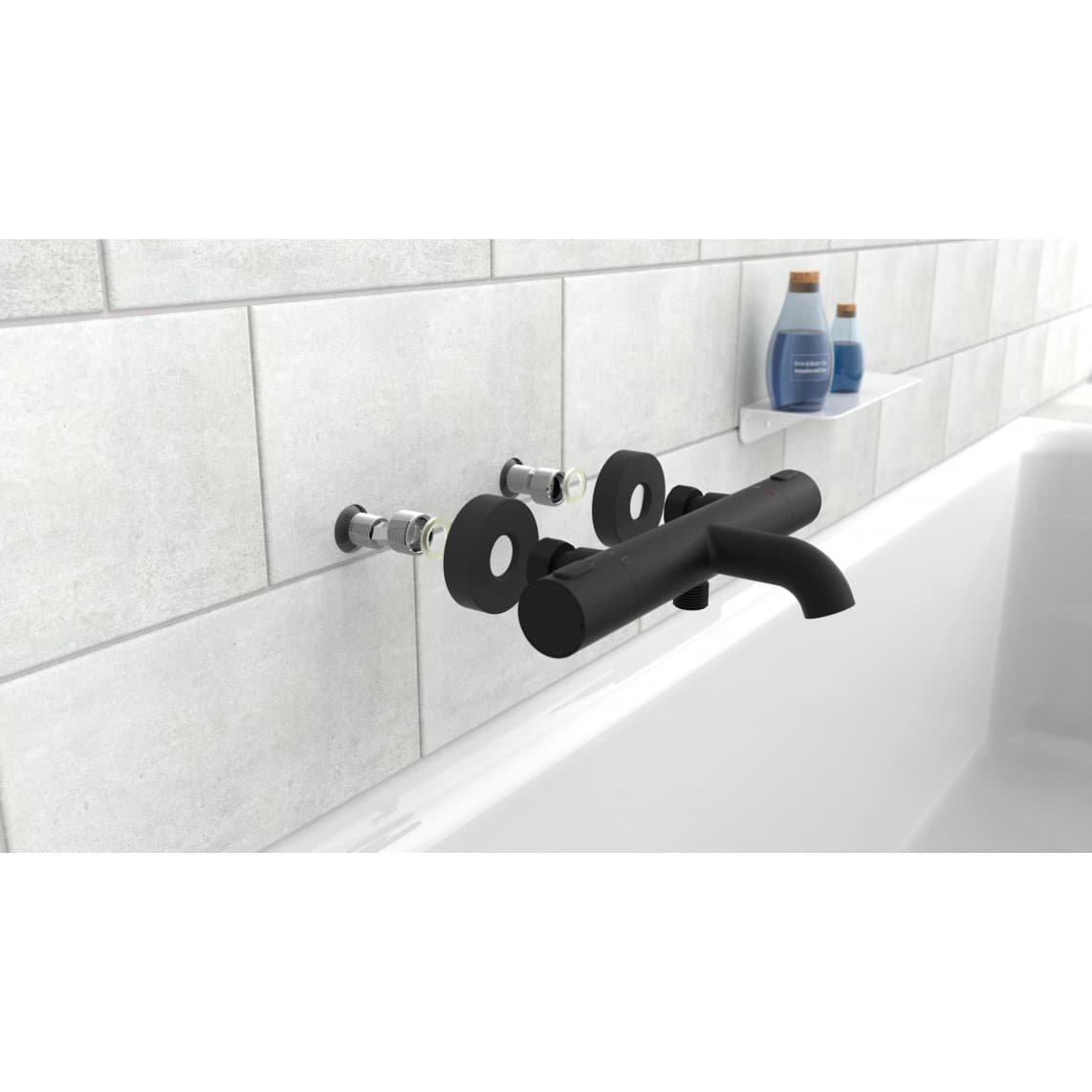 33196 LOS ANGELES Thermostatic bathtub mixer, black matt